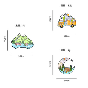 Spilla in lega con paesaggio creativo, a forma di montagna e <span class=keywords><strong>luna</strong></span>, accessorio smaltato per abbigliamento, zaino e decorazioni - Product Image 4
