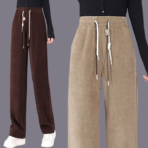 Nuovi <span class=keywords><strong>pantaloni</strong></span> larghi in <span class=keywords><strong>velluto</strong></span> di cotone da <span class=keywords><strong>donna</strong></span> in <span class=keywords><strong>velluto</strong></span> a 25 stile in <span class=keywords><strong>velluto</strong></span> Casual dimagrante per Smiley doppia cintura autunno - Product Image 4