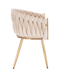 Thiết kế Bắc Âu giữa lưng da kim loại cơ sở nhung mềm đệm ghế bện dệt ghế bành - Product Image 4