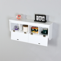 Armoire de rangement murale multifonctionnelle en bois blanc, porte-manteau robuste à trois niveaux avec portes en acier inoxydable et bambou