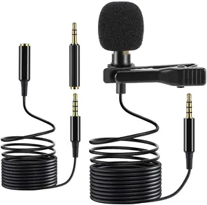 Groothandel adapter audio mic-WIK-JM 3.5M 2 + 1.5M Mini Draagbare Microfoon Condensator Clip-On Revers Lavalier Microfoon Wired Mikrofo