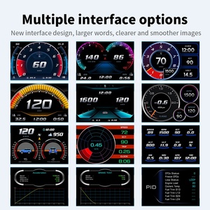 Compteur numérique intelligent OBD GPS LCD pour <span class=keywords><strong>voiture</strong></span>, affichage de la vitesse, du régime <span class=keywords><strong>moteur</strong></span>, de la température de l'eau, du turbo, de l'inclinateur, de la force G, HUD - Product Image 2