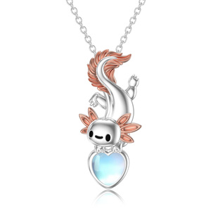 Collar con colgante de corazón y piedra lunar de plata esterlina S925 para mujer - Product Image 1