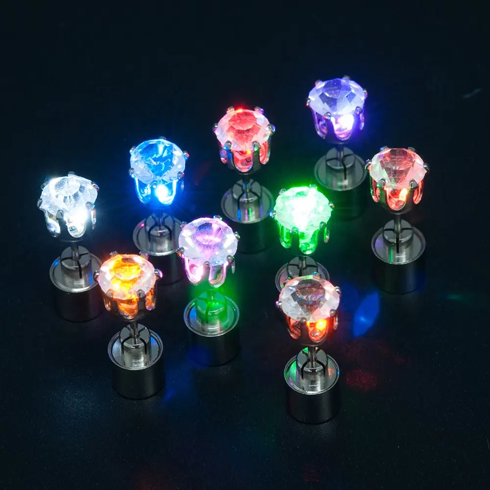 1 Cặp Bông Tai Stud Tai Phát Sáng LED Bling Hàn Quốc Của Bông Tai Zircon Flash Phụ Kiện Cho Đảng Phụ Nữ Bông Tai Giáng Sinh