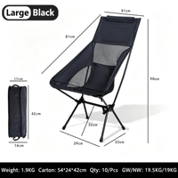 Chaise de jardin pliable moderne en aluminium à dossier haut, légère et ultralégère, pour le camping, le croquis, la pêche