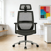 Chaise de bureau ergonomique moderne en maille avec levage, accoudoirs 3D en métal chromé et PU, pivotante et réglable