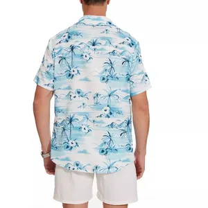 Fábrica al por mayor tejido personalizado patrón estampado camisa hawaiana rayón
