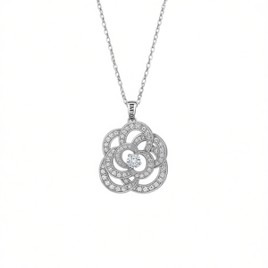 Collar de Diamantes T0028 en Oro Blanco, Corte Brillante Redondo, Diamante Natural Certificado por HRD, Estilo Clásico para Uso Diario de Mujer - Product Image 1