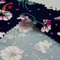 Tissu tricoté brossé 75D DTY en soie de lait imprimé petites fleurs, toucher doux, 95% polyester 5% élasthanne, pour robe