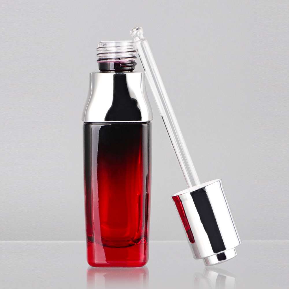 Hair Oil Glass Cosmetic Containers Rose Gold Dropper Bottle Transparent OEM