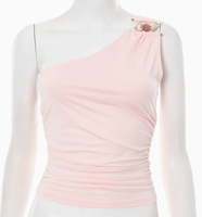 Nouveau t-shirt court sexy à une épaule