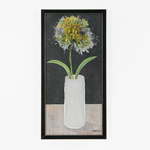 Peinture sur toile florale avec cadre en MDF noir 35x70cm épaisseur 4cm - Product Image 1