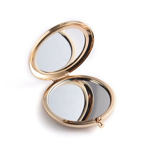 Luxury Round Gold Metal Silkscreen Printing Double Side Crystal Portable Vanity Mirror - Product Image 5