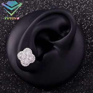 Boucles d'oreilles tendance en forme de feuille, diamants moissanite VVS, plaqué or, argent sterling 925, testeur de diamants inclus, certificat GRA, cadeau unisexe - Product Image 2