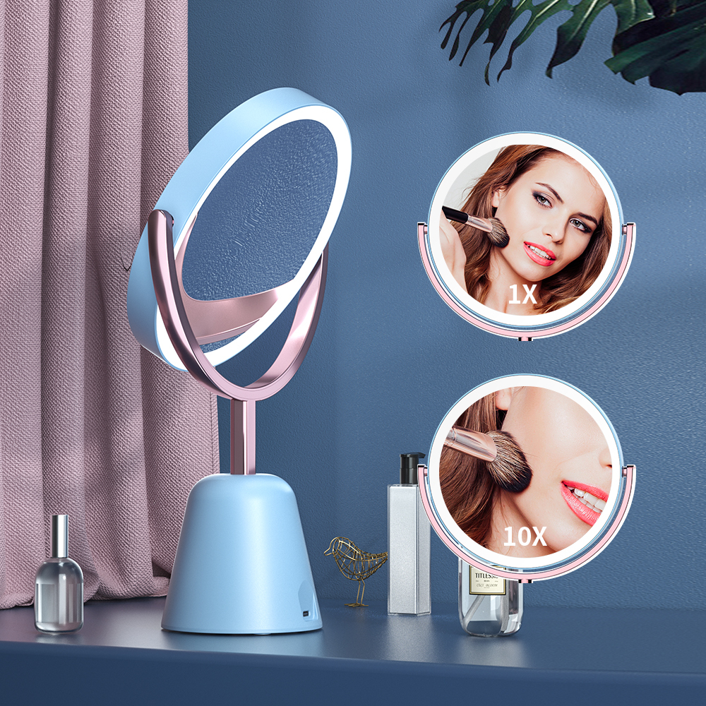 M12 Table Compact Extensible Salle De Bains Bureau Pivotant Vanité Cosmétique Led Lampe Lumière Maquillage Miroir