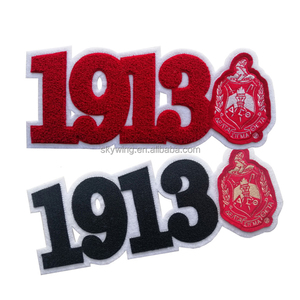 Stock all'ingrosso ciniglia 1913 Set <span class=keywords><strong>rosso</strong></span> Delta confraternita lettere greche ricamate ferro su toppa per giacca - Product Image 2