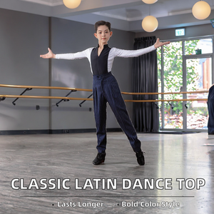 Set da ballo latino classico e versatile, popolare, con top a maniche lunghe color block per bambini e ragazzi, in modal/cotone, per pratica di Salsa e <span class=keywords><strong>Jazz</strong></span> - Product Image 2