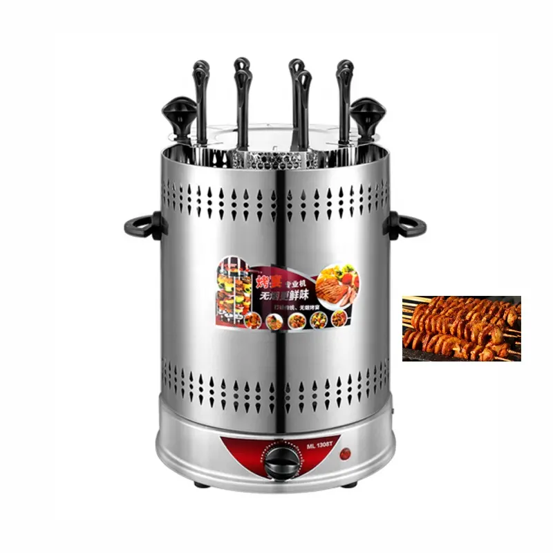 Mesin pemanggang BBQ otomatis 800W performa dioptimalkan rol anjing panas memanggang barbekyu dengan ayam Ham