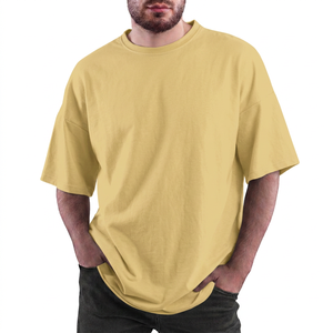 Camiseta de Algodón de Color Sólido Extra Grande para Hombre, Manga Corta, Cuello Redondo, Diseño Informal de Punto Jersey, Largo Regular - Product Image 2