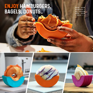 Caixa fixa de silicone retrátil eco friendly, 4 peças, hambúrguer ajustável, suporte de hambúrguer para festa de alimentação - Product Image 6