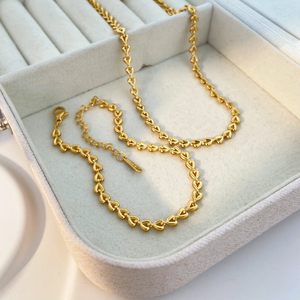 Thời Trang 18K Vàng Thép Không Gỉ Hollow Tim Dệt Cuba Vòng Cổ Vòng Đeo Tay Phụ Kiện Mới Bộ Đồ Trang Sức <span class=keywords><strong>2025</strong></span> - Product Image 3