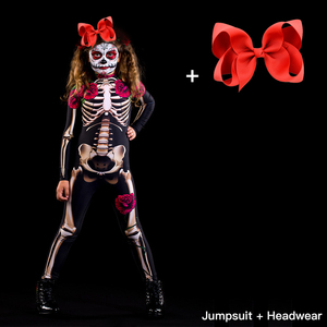 Disfraz <span class=keywords><strong>de</strong></span> fantasma escalofriante para mujer adulta, mono Sexy <span class=keywords><strong>de</strong></span> esqueleto <span class=keywords><strong>de</strong></span> rosa para Halloween, mono del diablo para niña pequeña, fiesta <span class=keywords><strong>de</strong></span> <span class=keywords><strong>carnaval</strong></span>, Día <span class=keywords><strong>de</strong></span> los muertos - Product Image 4