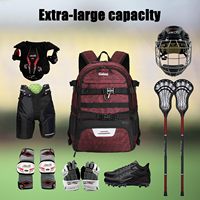 Goloni Sac à dos d'équipement de crosse avec deux porte-bâtons et compartiment séparé à crampons Sac de hockey sur gazon
