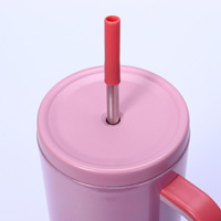 Nouveau design de gobelet isolé sous vide en acier inoxydable 40oz dégradé de couleur arc-en-ciel tasse de voiture de voyage avec paille et poignée