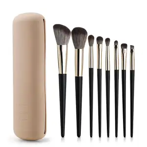 Ensemble de 8 pinceaux de maquillage doux et respectueux de la peau Pinceaux à poils en fibres bioniques avec porte-pinceau de maquillage