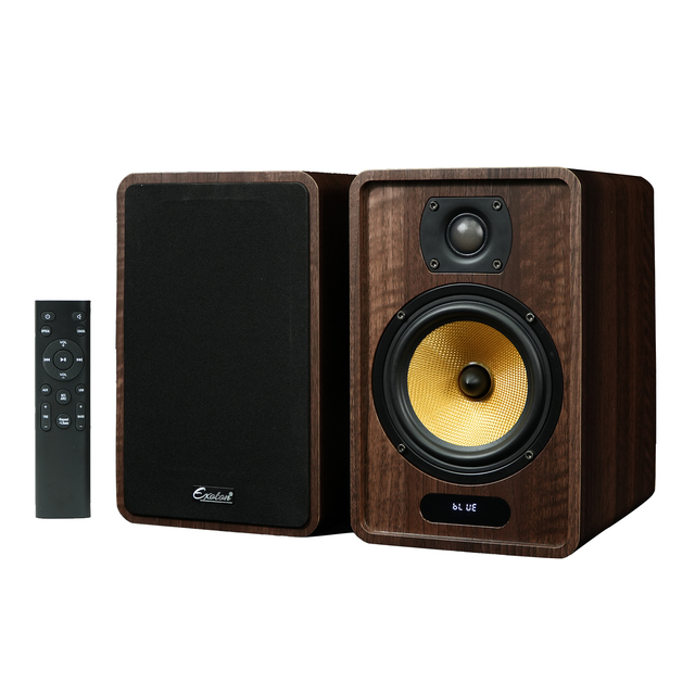 HYANKA KPB-306 5 Inch Active and Passive Hi-Fi Bookshelf Speakers 40W+40W Bookshelf Speakers Wooden Cabinet