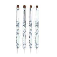 Pinceau à ongles double embout avec manche en acrylique, pinceau pour manucure française, stylo de peinture gel UV, aiguille à points, outils professionnels pour la manucure artistique