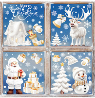 Autocollants de Noël pour fenêtres en verre, amovibles, imperméables, adhésifs statiques, rennes et bonhommes de neige blancs, décorations écologiques en PVC pour portes et murs