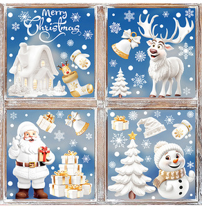 Autocollants de Noël pour fenêtres en verre, amovibles, imperméables, adhésifs statiques, <span class=keywords><strong>rennes</strong></span> et bonhommes de neige blancs, décorations écologiques en PVC pour portes et murs - Product Image 4