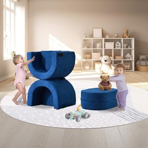 Children's Modular <b>Sofa</b> Set High Density Foam Fabric Washable Cover 2 Seater For Kids Playroom - Product Image 4