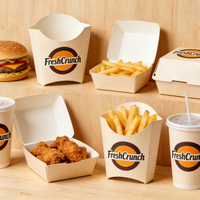 Caja de Papel Resistente a la Grasa para Papas Fritas, Contenedor Desechable a Prueba de Fugas para Comida Rápida para Llevar, Venta al Por Mayor