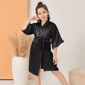 Kimono in Raso Personalizzato per Bambine, Vestaglie Tinta Unita, Pigiami per Bambine, <span class=keywords><strong>Accappatoio</strong></span> per Bambini - Product Image 3