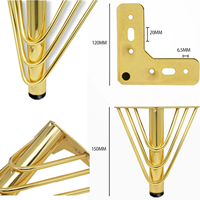 Pieds de meuble triangulaires dorés en caoutchouc antidérapant robuste pour commodes, armoires et meubles à structure métallique, quincaillerie de remplacement DIY