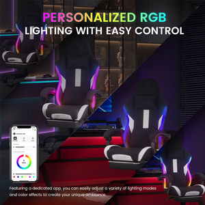 Chaise de jeu à faible coût pour fournisseurs, chaise PC OEM avec repose-pieds massant, RGB inclinable pour adolescents et salles de jeu - Product Image 4
