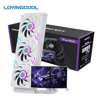 Radiateur de refroidissement liquide LOVINGCOOL à deux écrans 4K pour ordinateur, affichant des animations vidéo, compatible CPU AMD/Intel