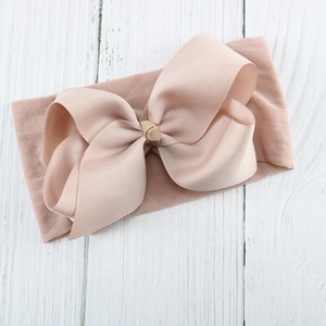 Ziming Customized 5 Inches Ribbon Bows Elastic <strong>Baby</strong> <strong>Hair</strong> <strong>Band</strong> Big Bow New Born Headband Factory Bulk Sale - Product Image 2