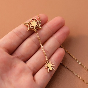 Dainty All Saints' Day <b>Choker</b> Necklace Jewelry Charm Women Stainless Steel Spider Pendant Tassel Necklace - Product Image 6