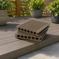 Planche de terrasse creuse en WPC imperméable, résistante aux UV, avec rainures, installation par clips double verrouillage pour jardin extérieur
