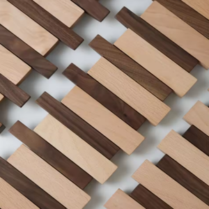 Perchero de Pared de Madera Natural de Haya y Nogal Negro para la Entrada del Hogar, Estilo MCM con Ganchos Abatibles - Product Image 5