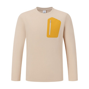 T-shirt de sport à manches longues avec fermeture éclair contrastante sur la poitrine, col rond, pour la course à pied, la gym et l'entraînement - Product Image 5