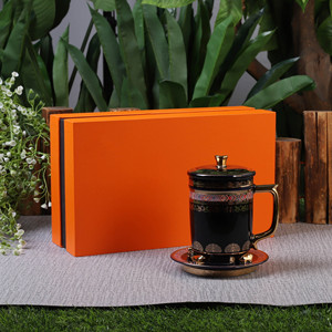 Taza de agua de cerámica funcional de alta calidad, tapa de platillo de regalo de lujo dorado rico en hidrógeno, tazas de cerámica de oxígeno para retrasar la edad - Product Image 3