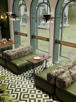 Combinaison Table et Chaise pour Café, Banquette Double Personnalisée pour Réception Commerciale, Canapé de Bar pour Restaurant