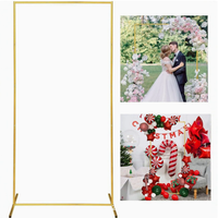 Lot de 3 Supports d'arche de mariage rectangulaires en fer doré, durables, H200cm, pour décorations de cérémonie et de fête