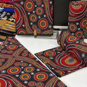 Ghana colorful wholesale wax print ankara custom print cotton polyester 6 yards african batik hollandais knitted fabric textiles