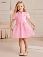 Nouvelle robe d'été pour enfants Robe polo en coton longueur genou pour filles européennes et américaines avec motif solide pour les enfants de tous âges