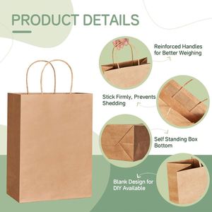 Bolsas de Papel Kraft Reciclables Personalizadas al por Mayor, Estilo Clásico con Asas para Empaquetado de Ropa, Impresión de Logotipo Empresarial, Regalos y Manualidades - Product Image 2